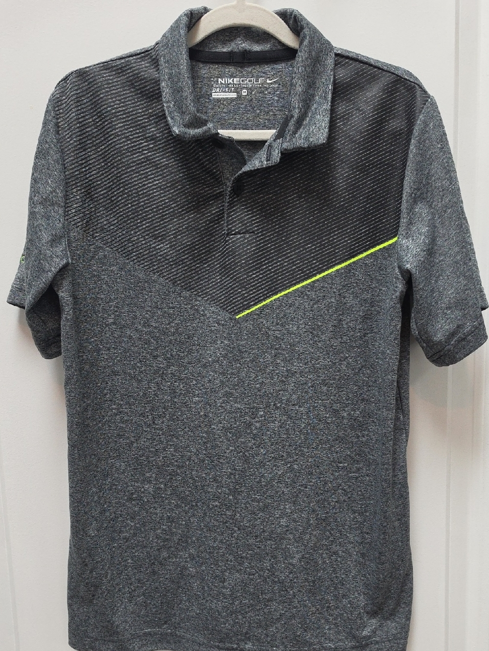 Nike Golf Gray Heather Polo with Neon Yellow Accent